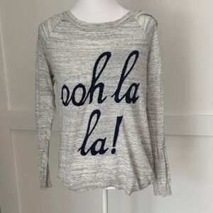 F&F Light Gray 'Ooh La La' Long Sleeve Top with sparkle letters
